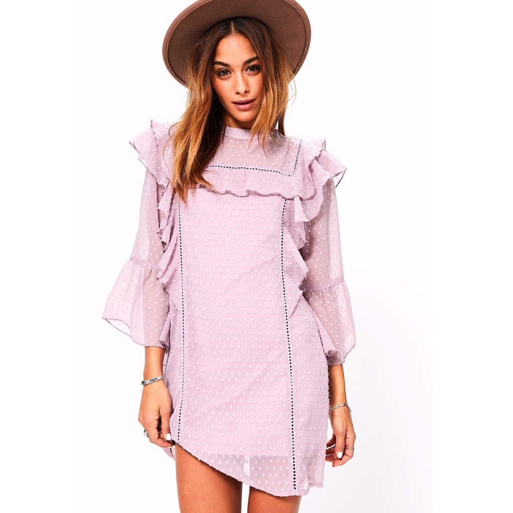 Missguided•Pink-Purl Woven Chiffon Dress